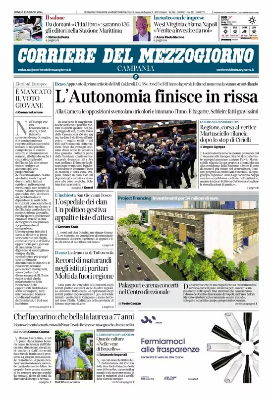 Prima-pagina-corriere del mezzogiorno-del-2024-06-13